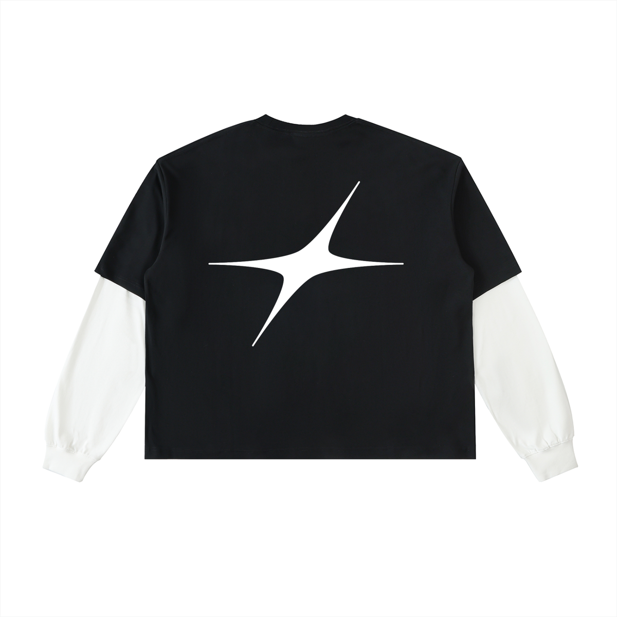 Layered Contrast Sleeve Cotton T-Shirt