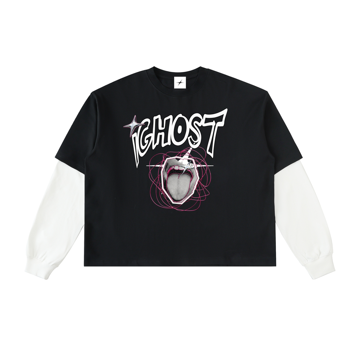 Layered Contrast Sleeve Cotton T-Shirt