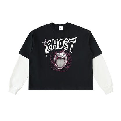Layered Contrast Sleeve Cotton T-Shirt