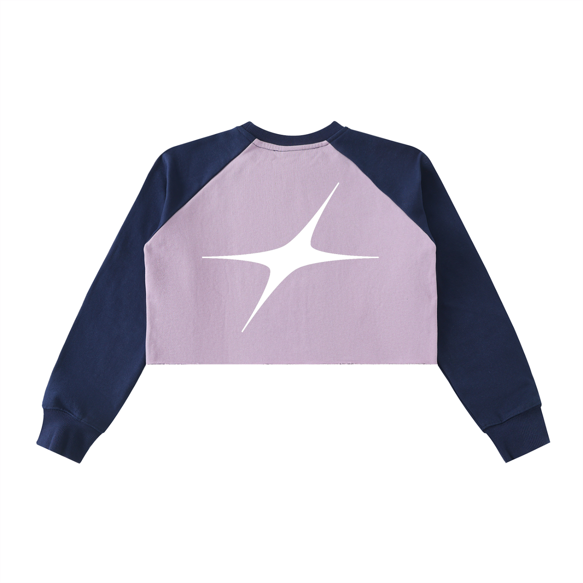 Raw-Hem Color-Block Raglan Crop Sweatshirt